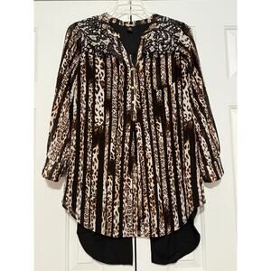 Chico's Black Label Animal Print Tunic Blouse, size 1